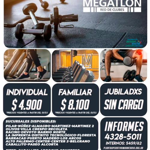 Megatlon. Convenio para afiliadas y afiliados