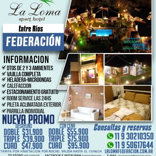 La Loma apart hotel. Federación-Entre Ríos