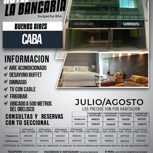 Hotel La Bancaria. CABA-Buenos Aires