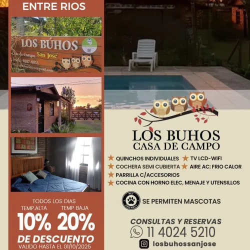 Los Buhos casa de campo. San José-Entre Ríos