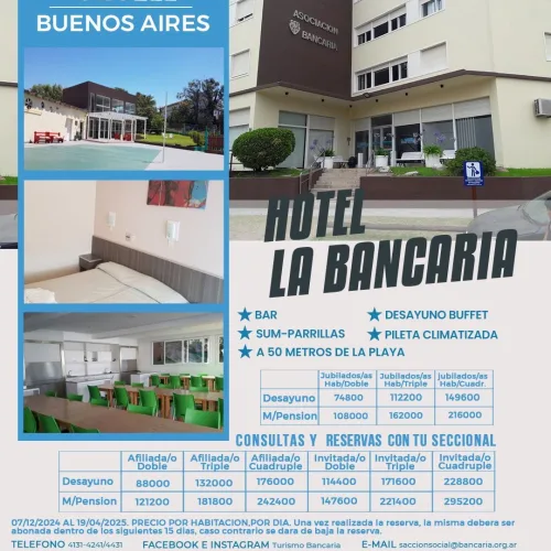 Hotel La Bancaria. Villa Gesell-Mar del Plata