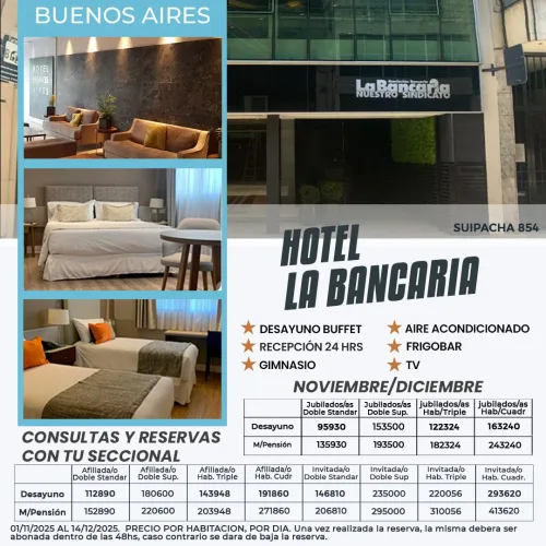 Hotel La Bancaria. CABA