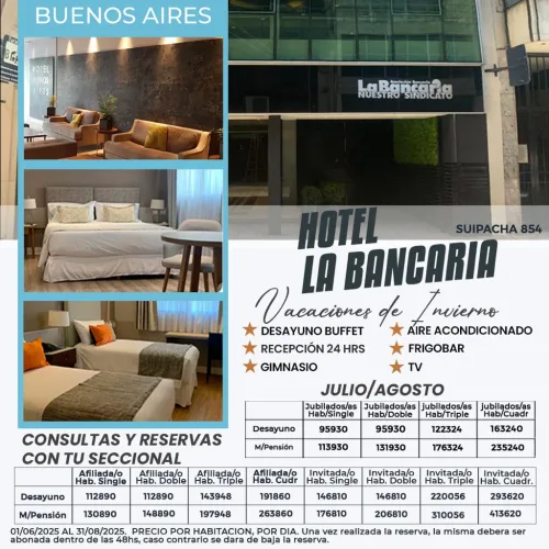 Hotel La Bancaria. CABA