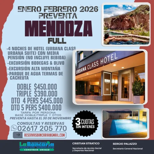Mendoza Full. Preventa enero-febrero 2026
