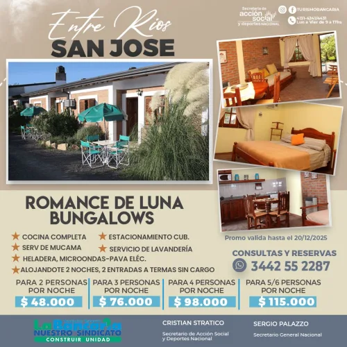 Romance de Luna Bungalows. San José, Entre Ríos