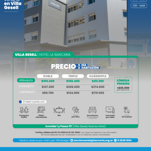 Hotel La Bancaria. Villa Gesell, Buenos Aires.