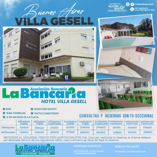 Hotel La Bancaria. Villa Gesell, Buenos Aires.