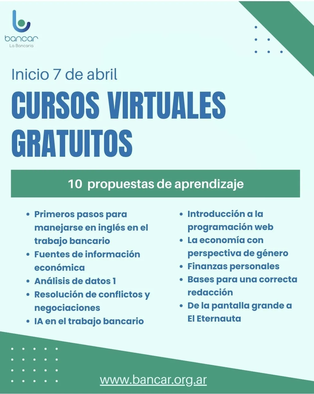 Cursos bimestrales de Bancar